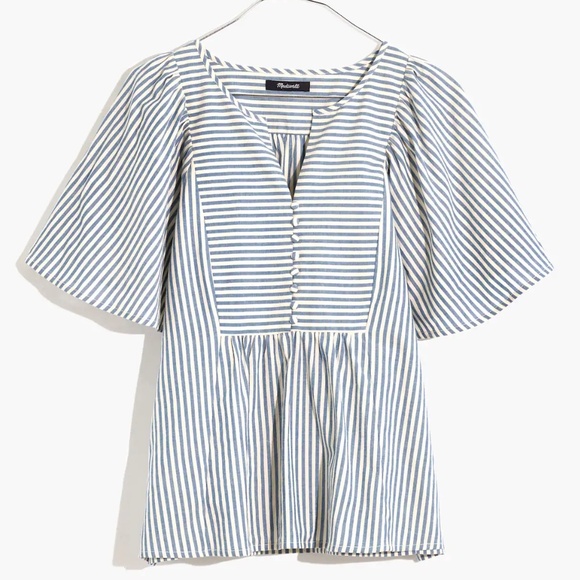 Courtyard Flutter-Sleeve Top in Stripe - Picture 1 of 7